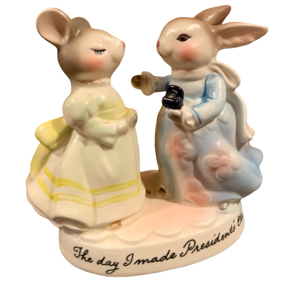 Vintage 1980 Precious Moments Avon Bunny & Mouse President's Club Figurine